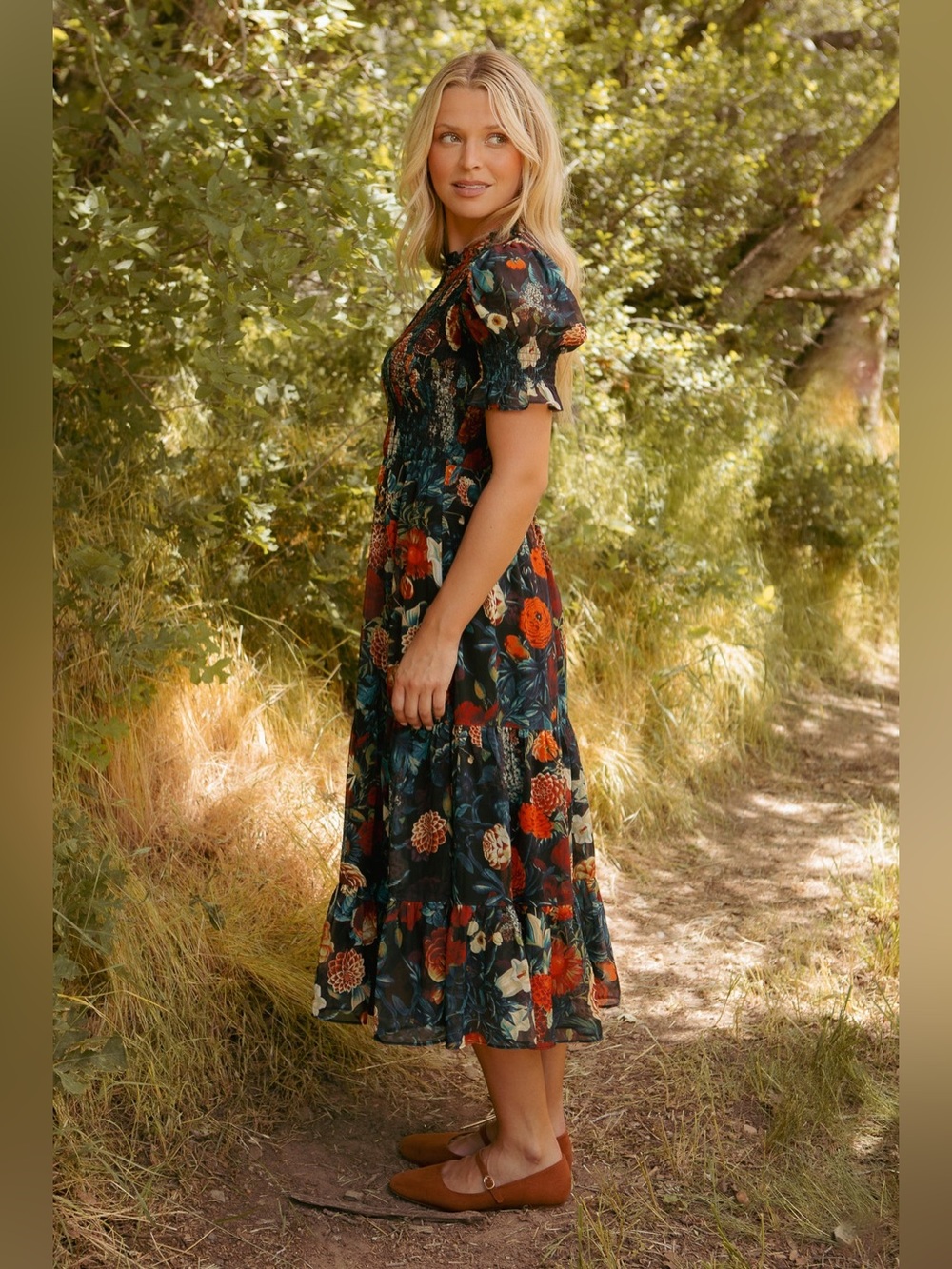 Ivy City Co. Cordelia Dress in Moody Floral, Size Small - Picture 3 of 14